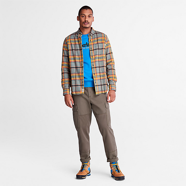 Heavy Flannel Check Shirt for Men in Green