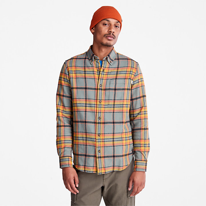 Heavy Flannel Check Shirt for Men in Green-