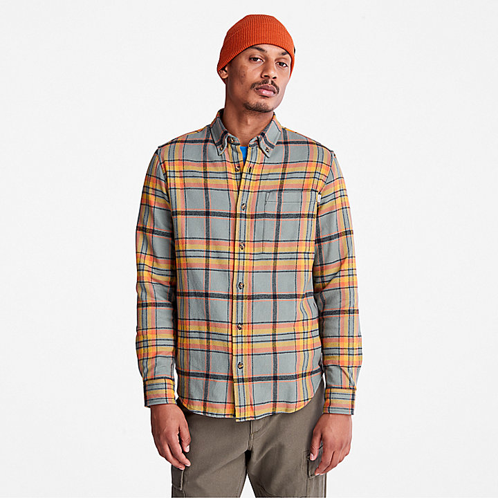 Heavy Flannel Check Shirt for Men in Green