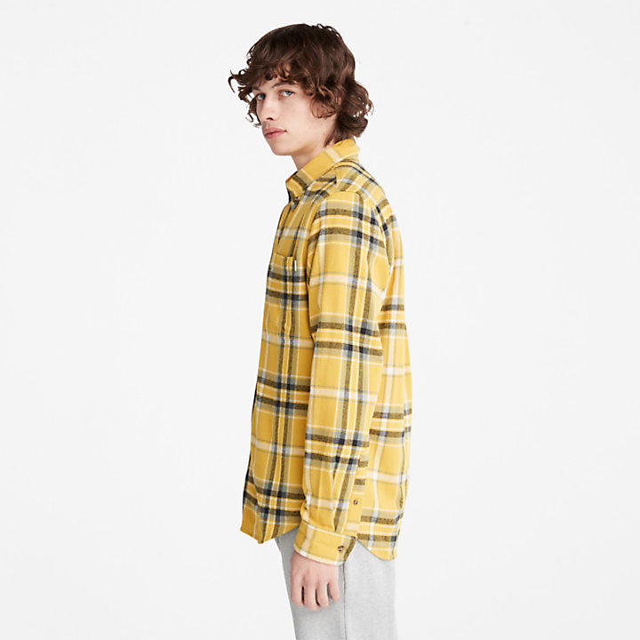 Chemise à carreaux épaisse en flanelle pour homme en jaune-