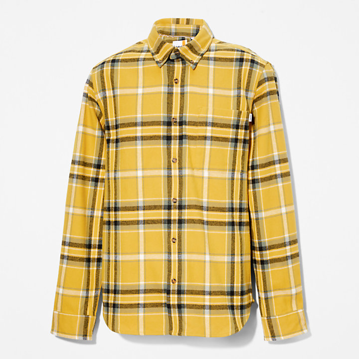 Chemise à carreaux épaisse en flanelle pour homme en jaune-