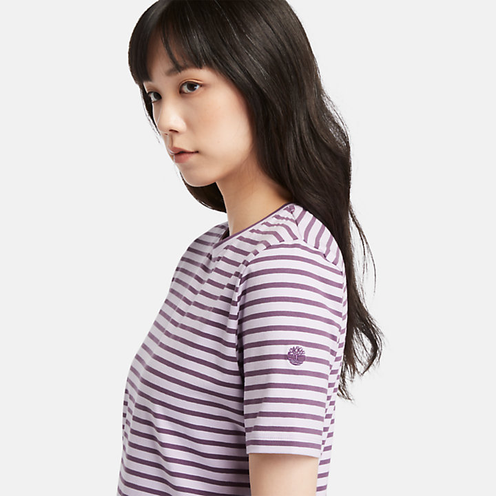 T-shirt Stripe Baby para Mulher em roxo-