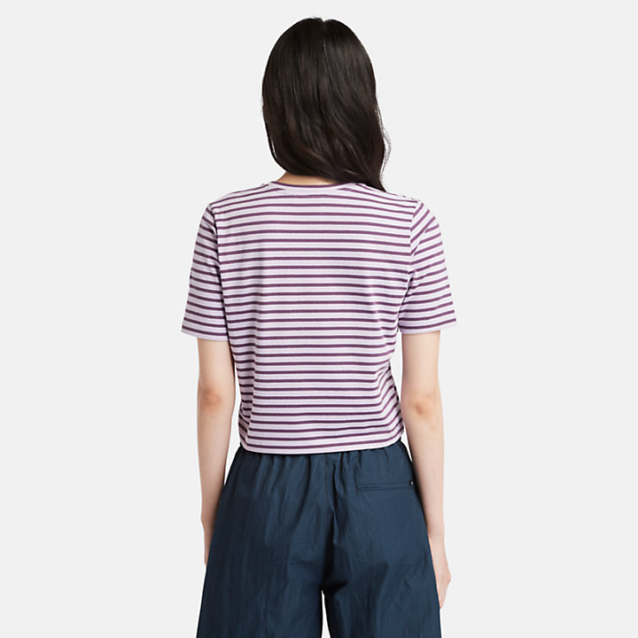 Stripe Baby T-Shirt mit Logo für Damen in Violett-