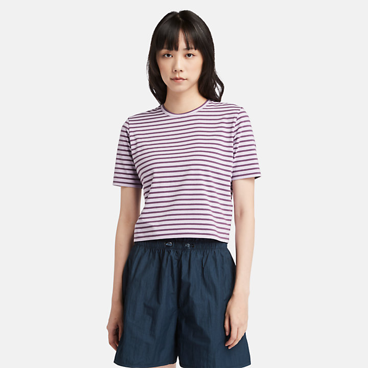 Stripe Baby T-Shirt mit Logo für Damen in Violett-