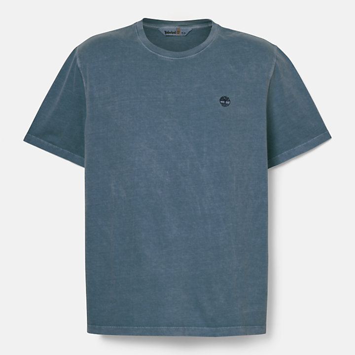 Garment-dyed T-shirt voor heren in marineblauw-