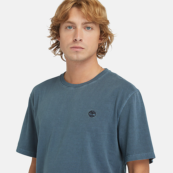 T-shirt teint en pièce pour homme en bleu marine