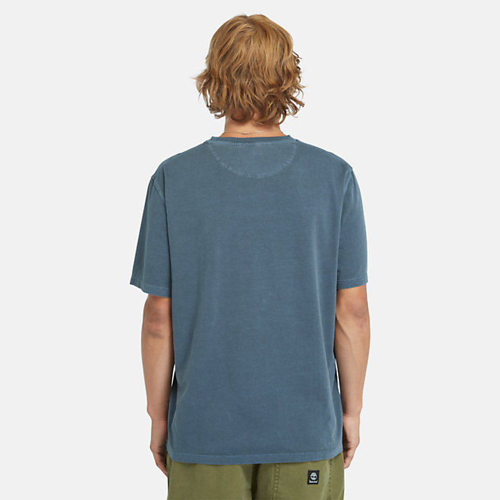 T-shirt Garment-Dyed da Uomo in blu marino-