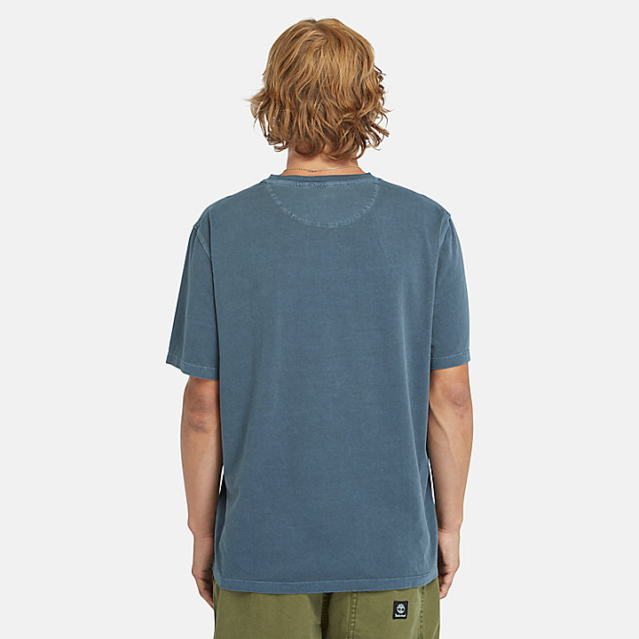 Garment-dyed T-shirt voor heren in marineblauw
