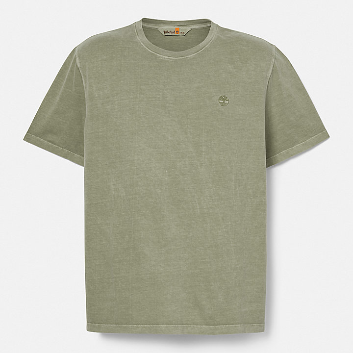 Garment-dyed T-shirt voor heren in groen