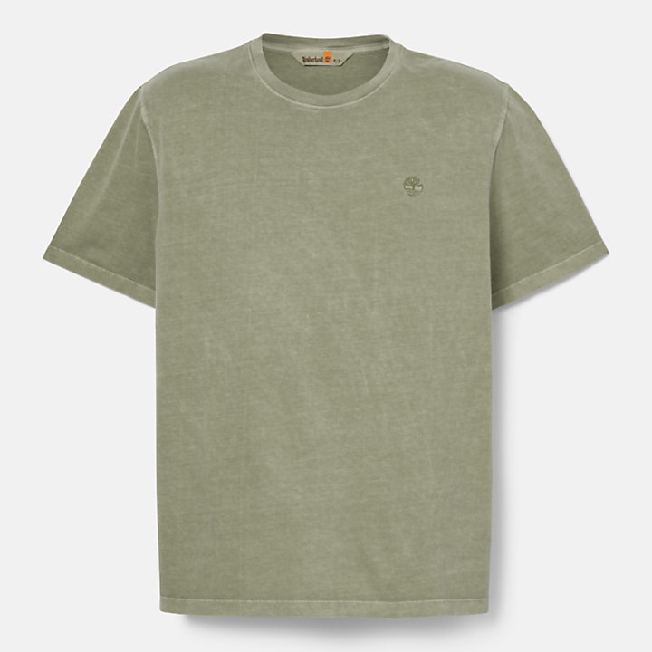 T-shirt teint en pièce pour homme en vert-