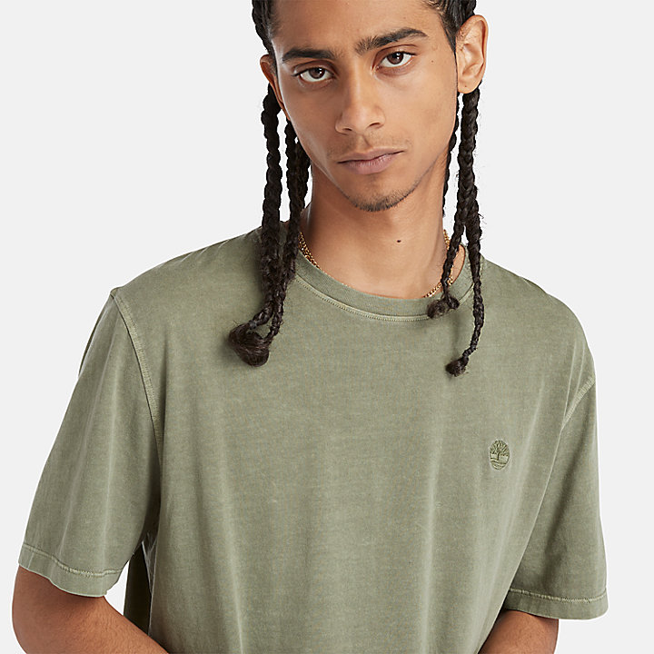 T-shirt teint en pièce pour homme en vert