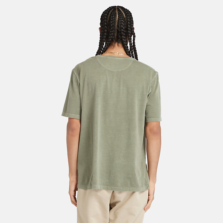Garment-dyed T-shirt voor heren in groen-