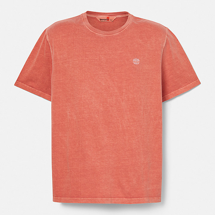 Camiseta teñida en prenda para hombre en naranja claro