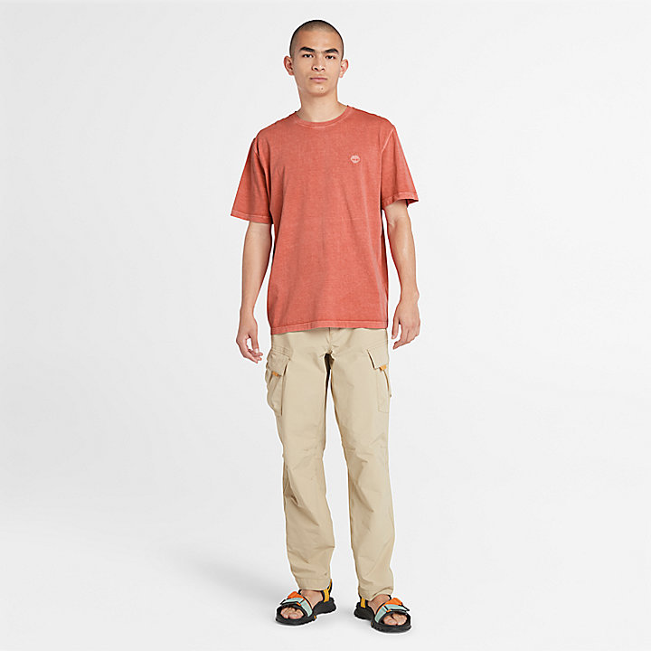 Camiseta teñida en prenda para hombre en naranja claro