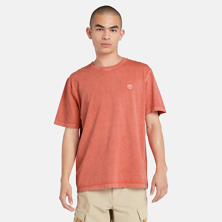 Camiseta teñida en prenda para hombre en naranja claro-