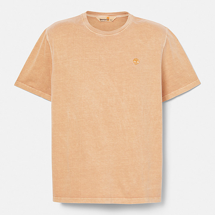 Garment-dyed T-shirt voor heren in donkergeel