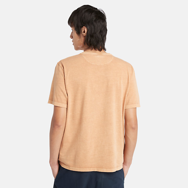 Garment-dyed T-shirt voor heren in donkergeel-