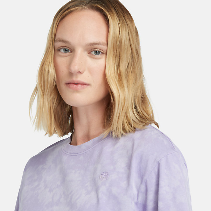 Camiseta con estampado tie-dye para mujer en morado-