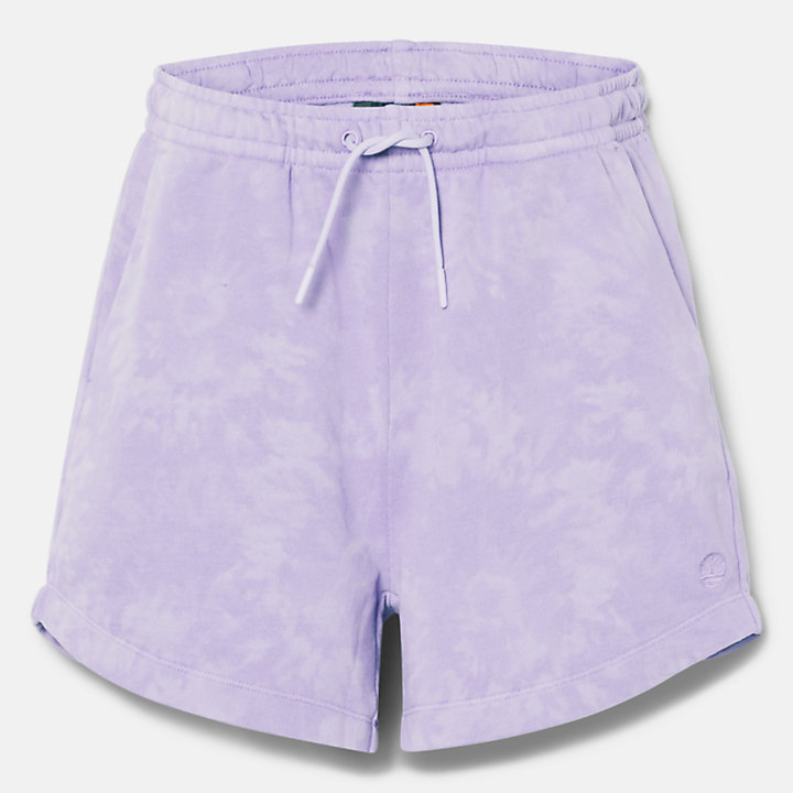 Seasonal Tie Dye Sweatshort for Women in Purple-