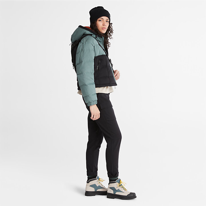 Canvas Puffer Jacket for Women in Green-