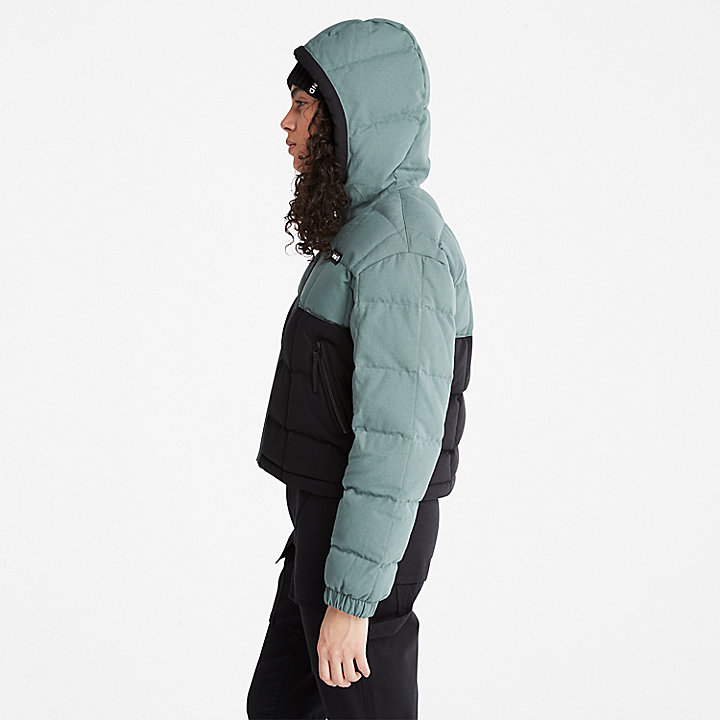 Canvas Puffer Jacket for Women in Green