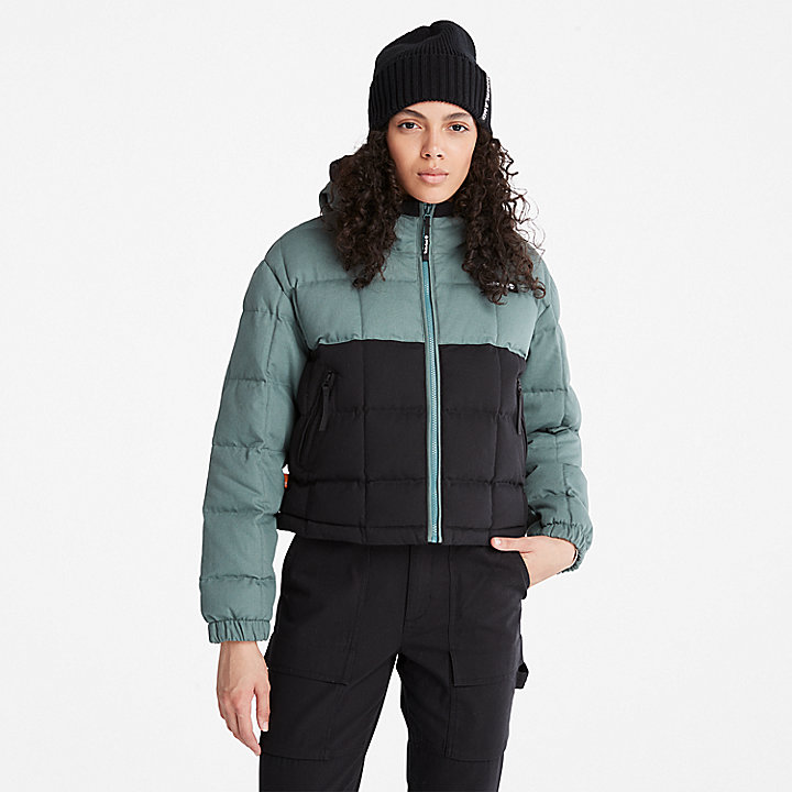 Canvas Puffer Jacket for Women in Green