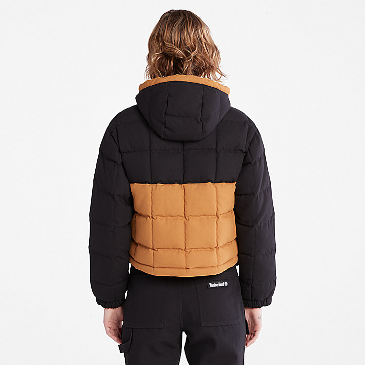 Canvas Puffer Jacket for Women in Yellow