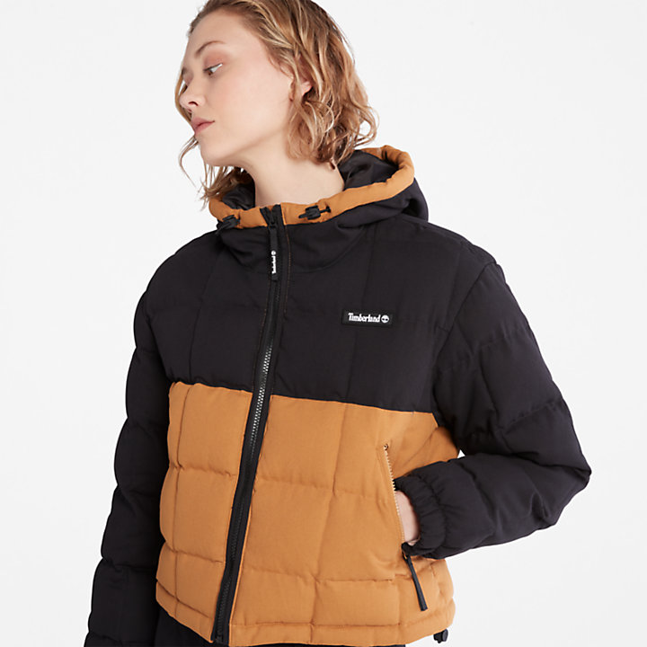 Canvas Puffer Jacket for Women in Yellow-