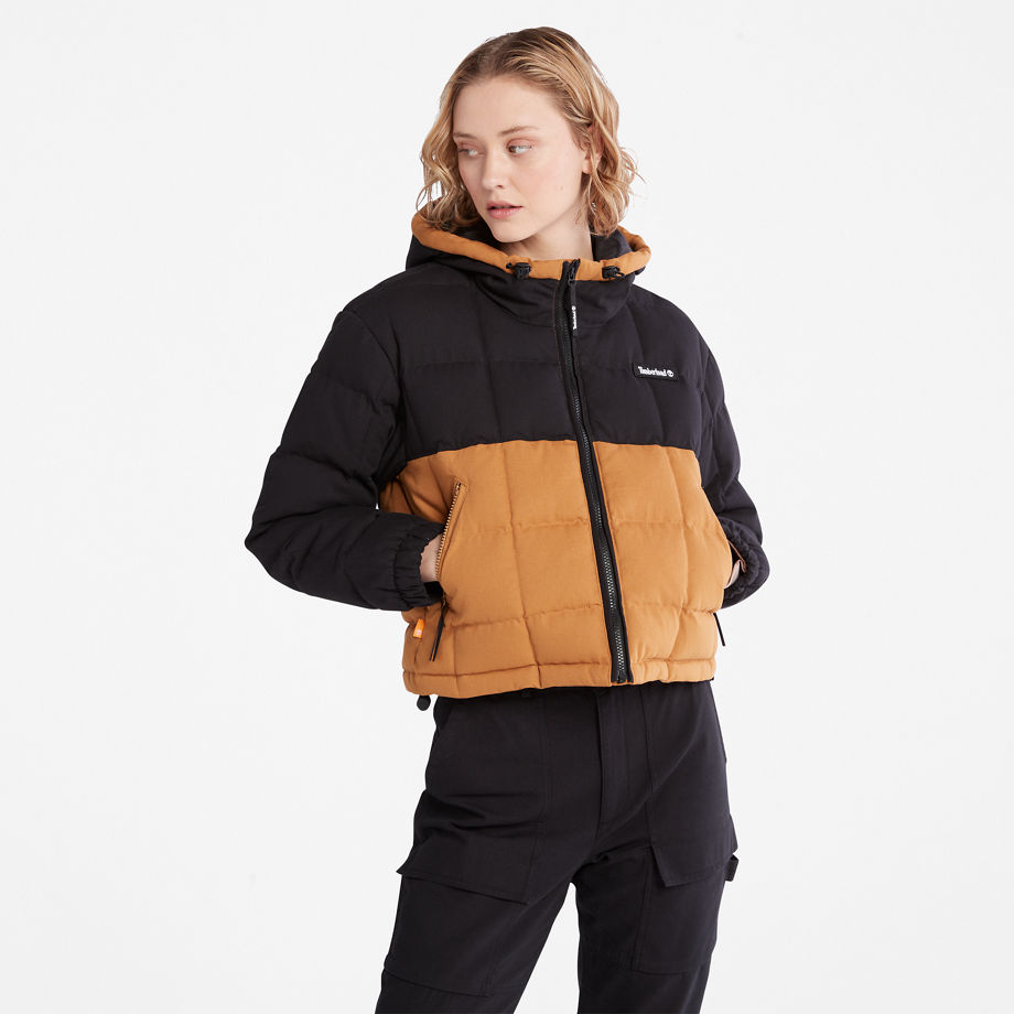 Timberland Canvas Puffer Jacket For Women In Yellow Black