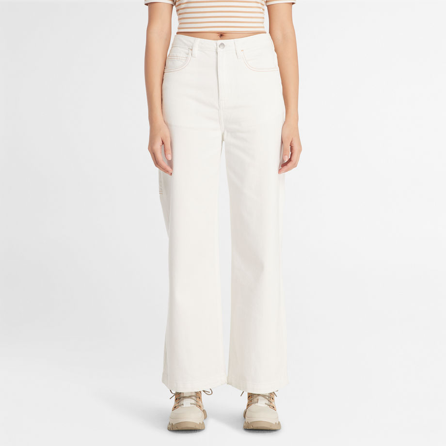 Timberland Carpenter Trousers With Refibra Technology For Women In White White, Size 29 x 32
