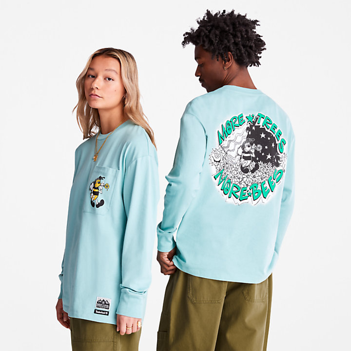 Bee Line x Timberland® Back-graphic Long-sleeved T-Shirt in Blue-