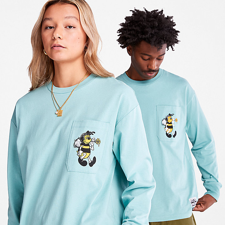 Bee Line x Timberland® Langarm-T-Shirt mit Grafik hinten in Blau