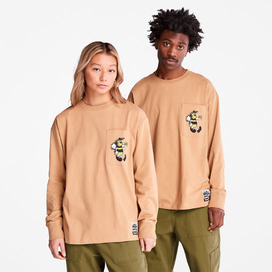 Bee Line x Timberland® T-shirt met print op de rug en lange mouwen in bruin | Timberland