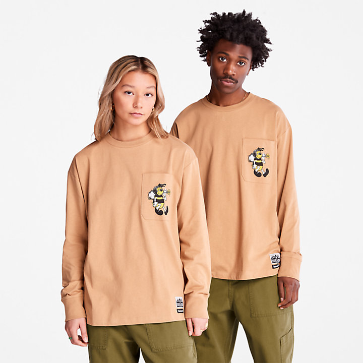 T-shirt a Maniche Lunghe con Grafica sul Retro Bee Line x Timberland® in marrone-