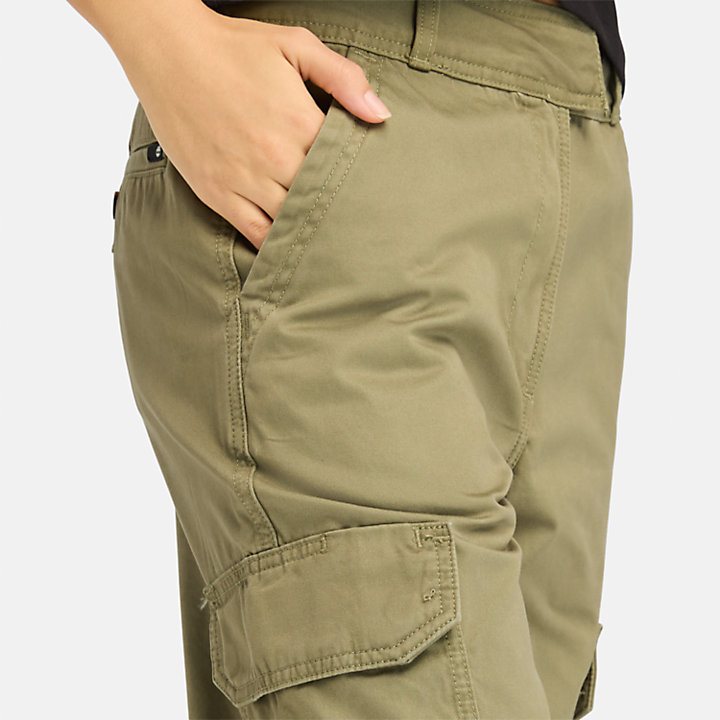 Utility Cargo Trousers for Women in Green-