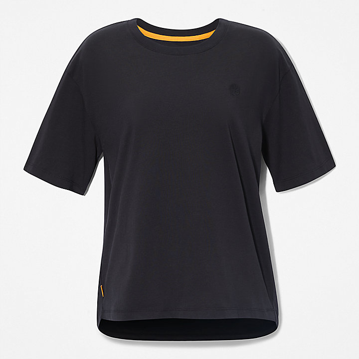 Klassisches T-Shirt mit Rundhalsausschnitt für Damen in Schwarz