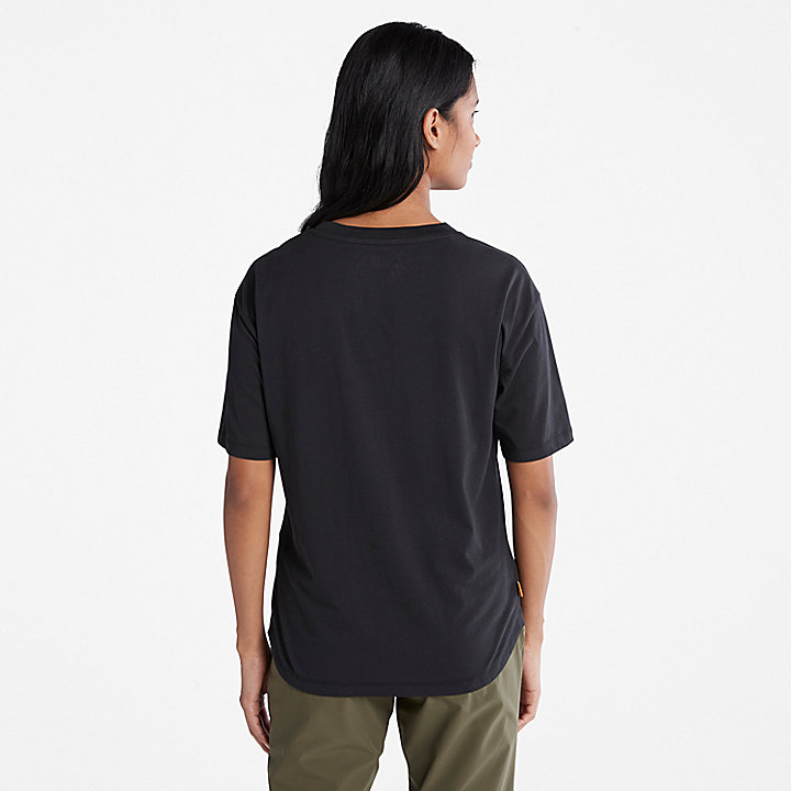 T-shirt classique à col rond pour femme en noir