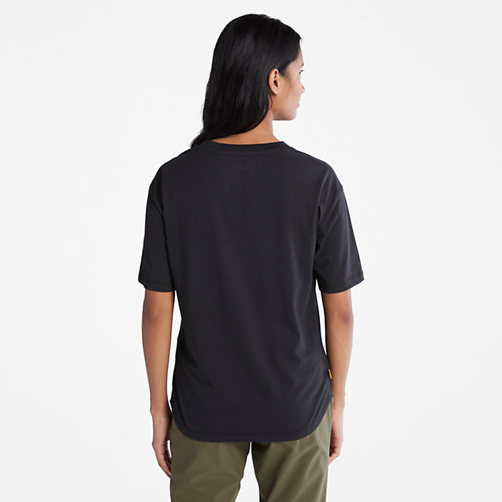 Klassiek T-shirt met ronde hals voor dames in zwart-