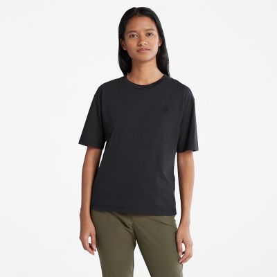 Timberland Klassiek T-shirt Met Ronde Hals Voor Dames In Zwart Zwart, Grootte M