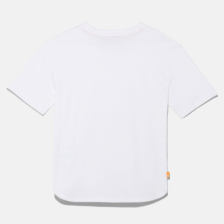 Klassisches T-Shirt mit Rundhalsausschnitt für Damen in Weiß-