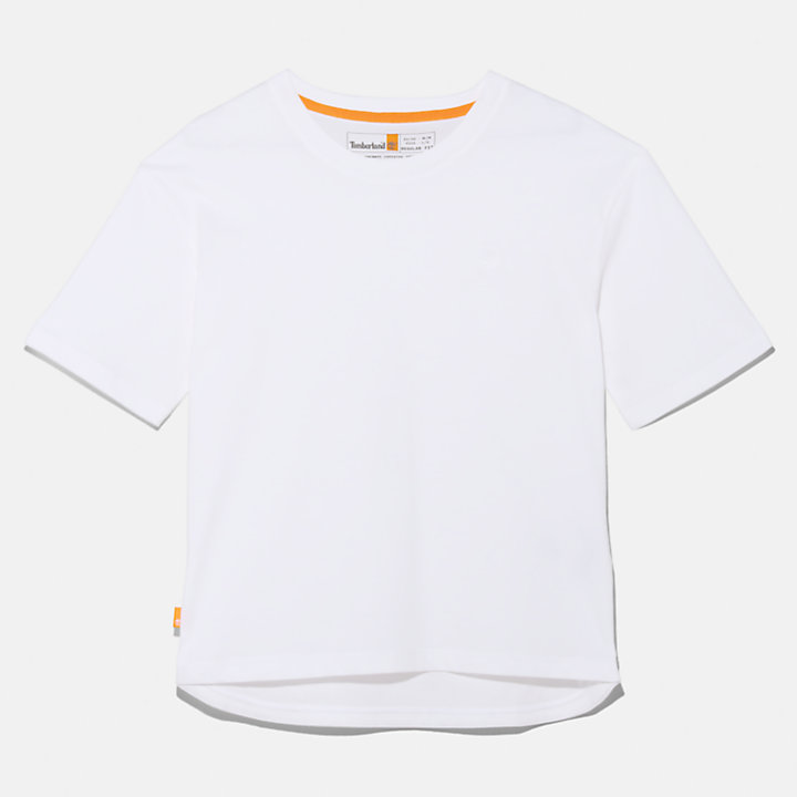 T-shirt classique à col rond pour femme en blanc-