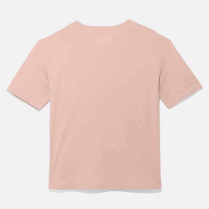 T-shirt de Gola Redonda Clássica para Mulher em cor-de-rosa