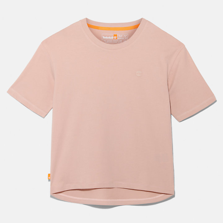 Klassiek T-shirt met ronde hals voor dames in roze-