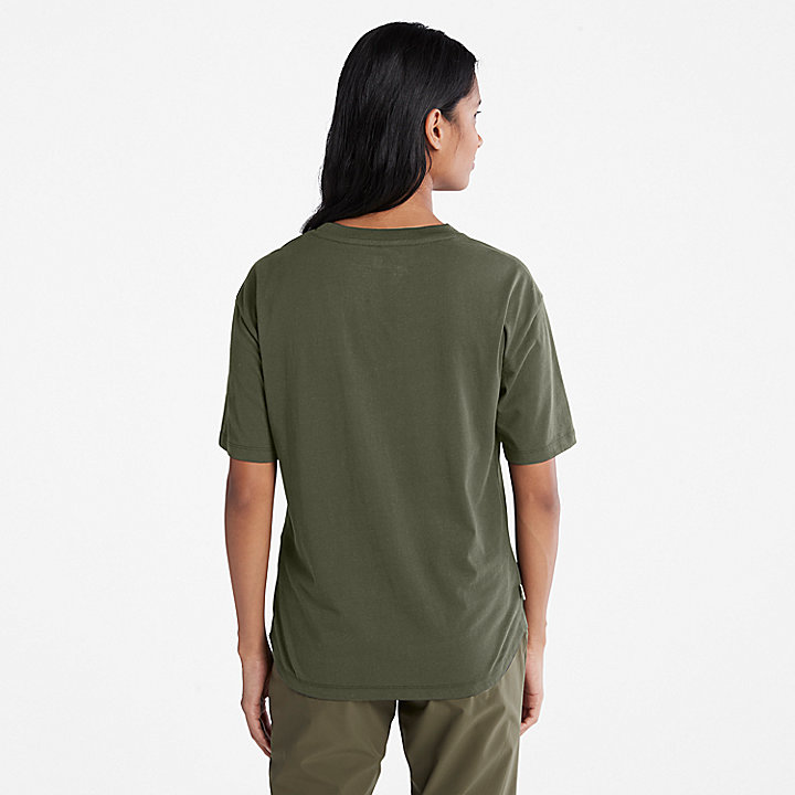 T-shirt classique à col rond pour femme en vert