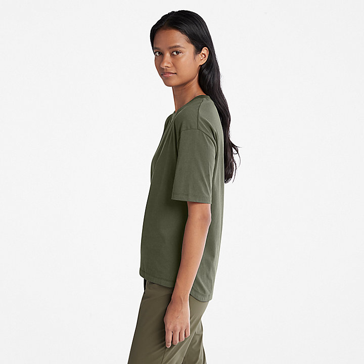 Klassisches T-Shirt mit Rundhalsausschnitt für Damen in Grün