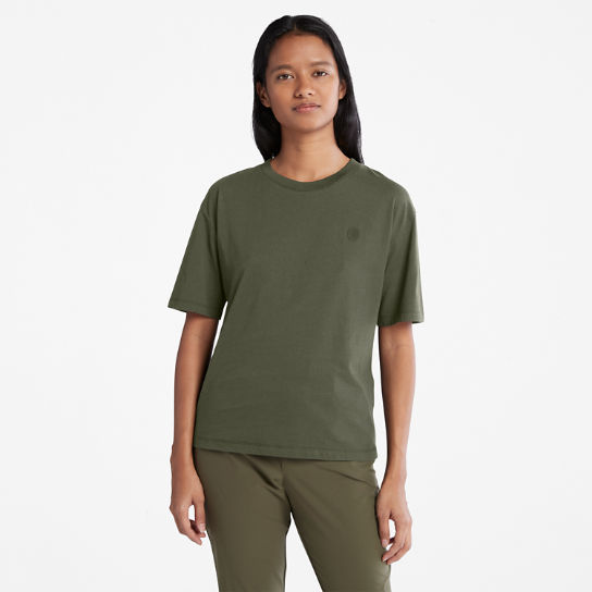 Camiseta clásica de cuello redondo para mujer en verde | Timberland