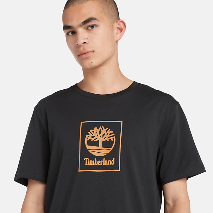 Stack Logo T-Shirt for Men in Black-