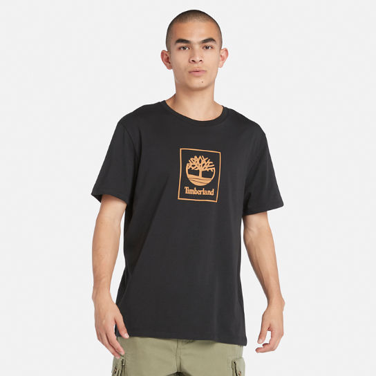 T-shirt à logo Stack pour homme en noir | Timberland
