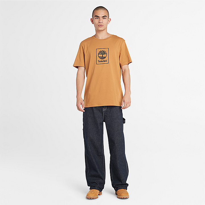 Stack Logo T-Shirt for Men in Orange