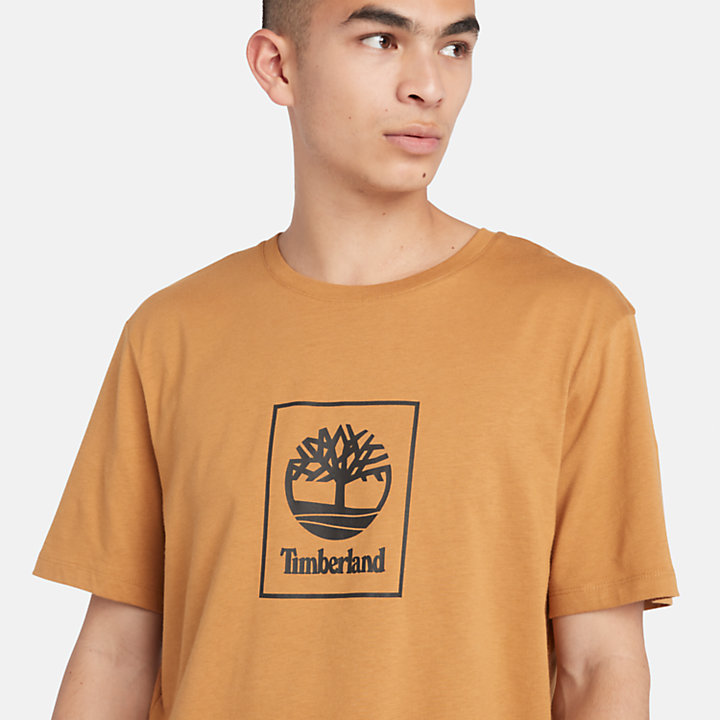 Stack T-shirt met logo voor heren in oranje-